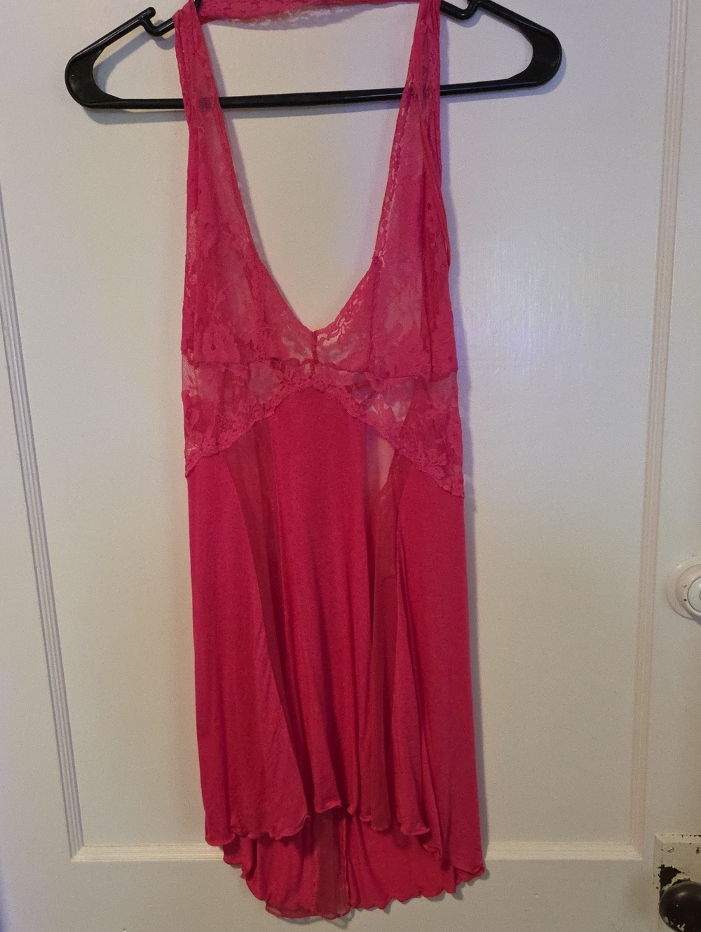Shirley of Hollywood Hot Pink Lace-Trim Chemise